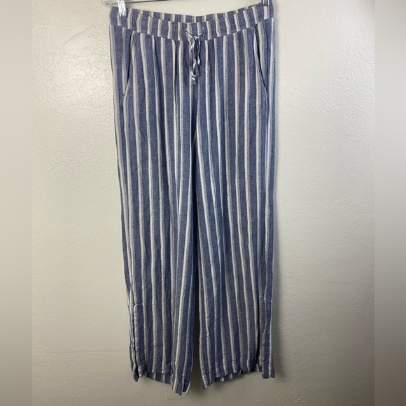 Cloth & Stone Linen Blend Wide Leg Summer Beachy Stripes Women’s Small - Picture 16 of 16
